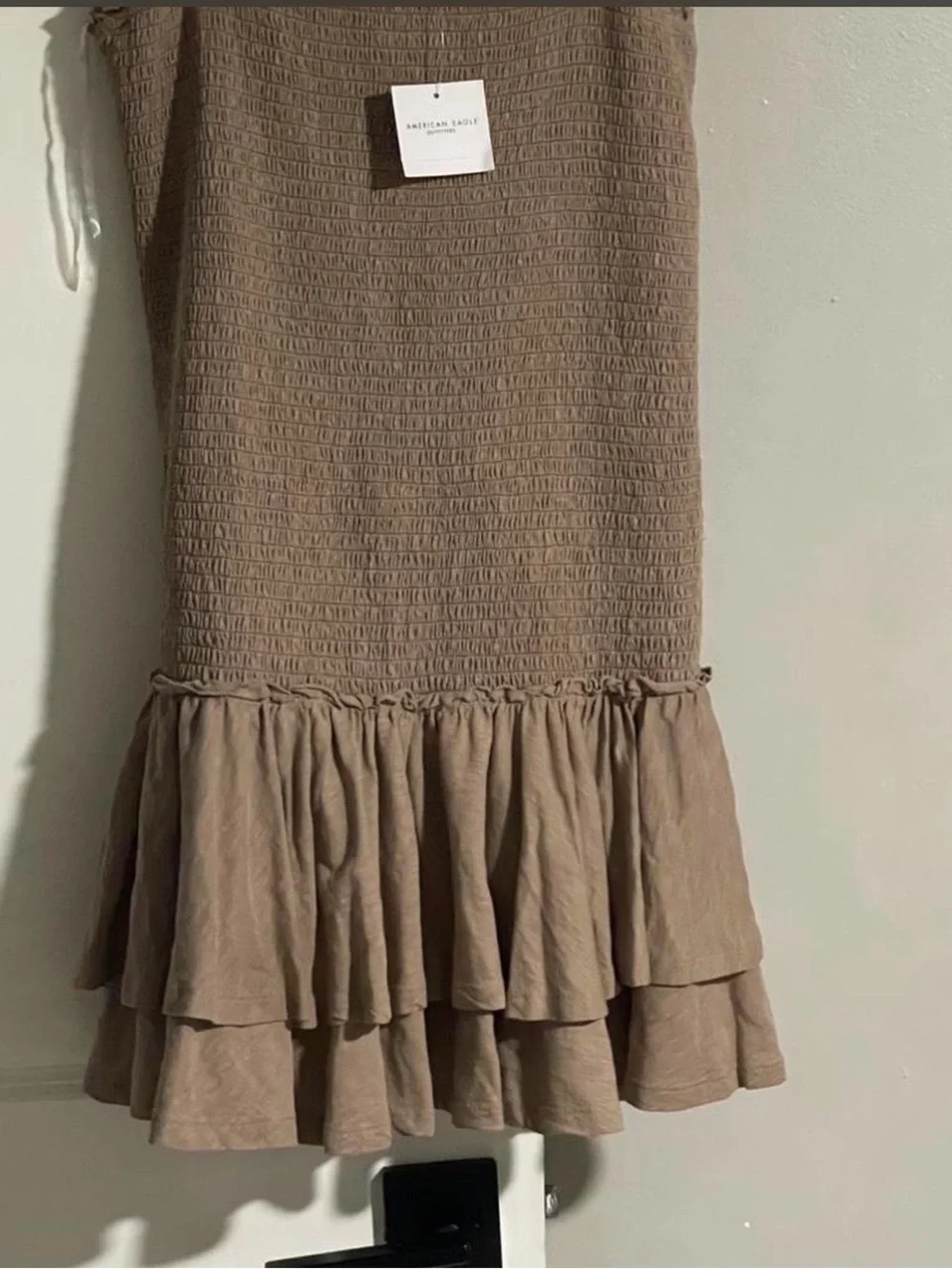American Eagle Outfitters Taupe Smocked Midi Dress - Picture 2 of 2